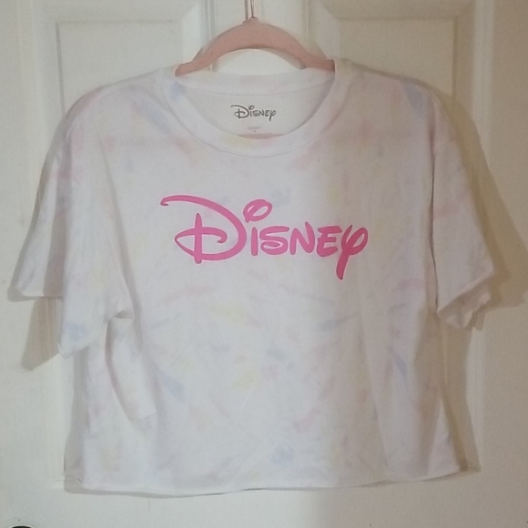 Disney Tops - 🎀DISNEY Bright Pink & Marbled White Crop Top
